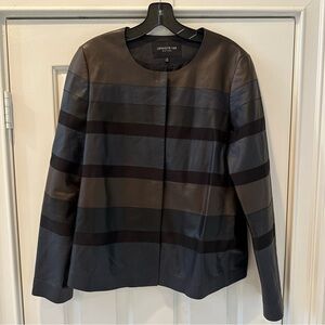 Lafayette 148 Striped Leather Jacket